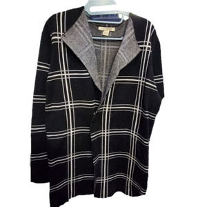Ava Paige black‎ white plaid sweater jacket Costigan size XL NEW!!!